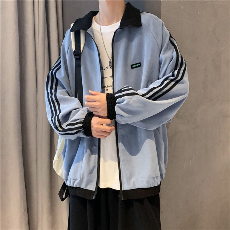 910A-DY23-P85控108秋装条纹小清新夹克女韩版情侣休闲运动外套男,男装夹克,星座910A