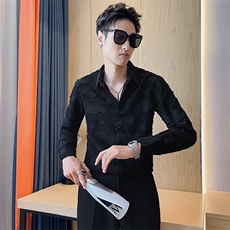 24男士秋季新款痞帅工艺纯色长袖衬衫男修身衬衣301A-1/H507/P60，男装衬衫，星座301A-1