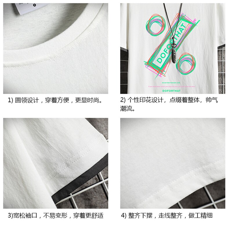 JT55171-P25假两件短袖t恤男大码胖子半袖体恤半截袖网格,男装T恤,电商A040A