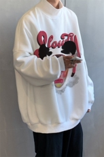 加绒加厚高领卫衣头像印花落肩袖情侣款打底衫男XZ514-2-G80-P48，男装T恤，星座514-2(原B239)