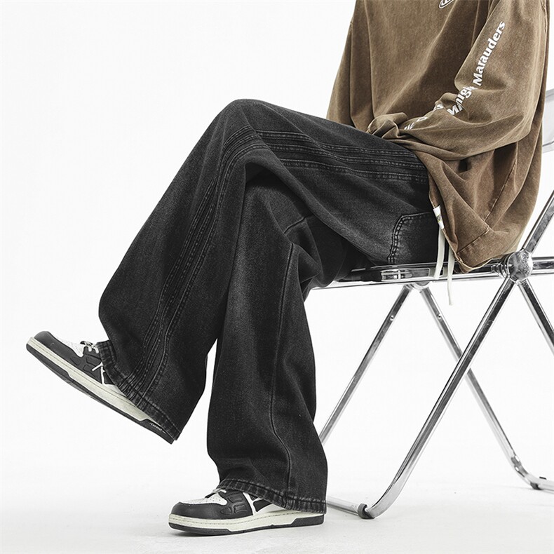 A320A-2507-特批45高品质时尚休闲潮流扎花阔腿牛仔裤，男装牛仔裤，电商A320A