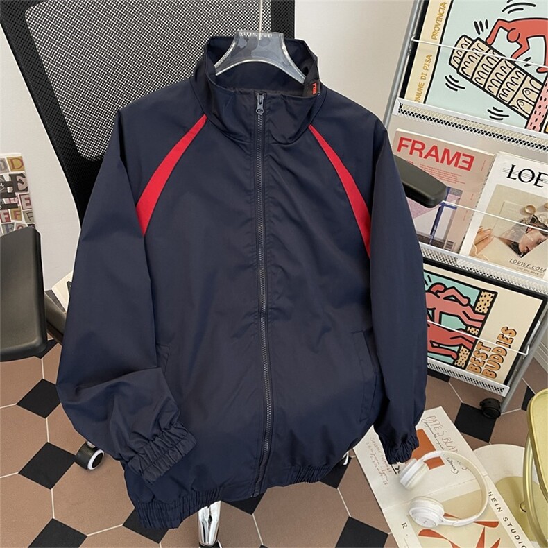 撞色立领棒球夹克男休闲教练服外套宽松设计感上衣潮6802P56，男装夹克，星座410-2