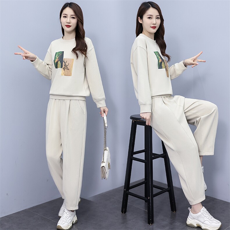 休闲卫衣运动女士春秋季2025新款高级感减龄小个子一整套穿搭，女装运动套装，凯瑟曼