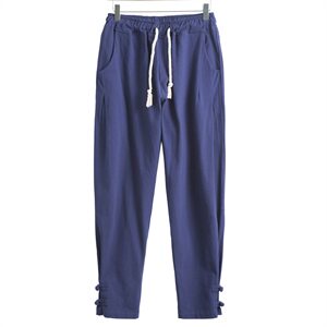 DK92*2021春秋中国风男休闲裤复古棉麻长裤大码亚麻裤子 藏青 *P45图片