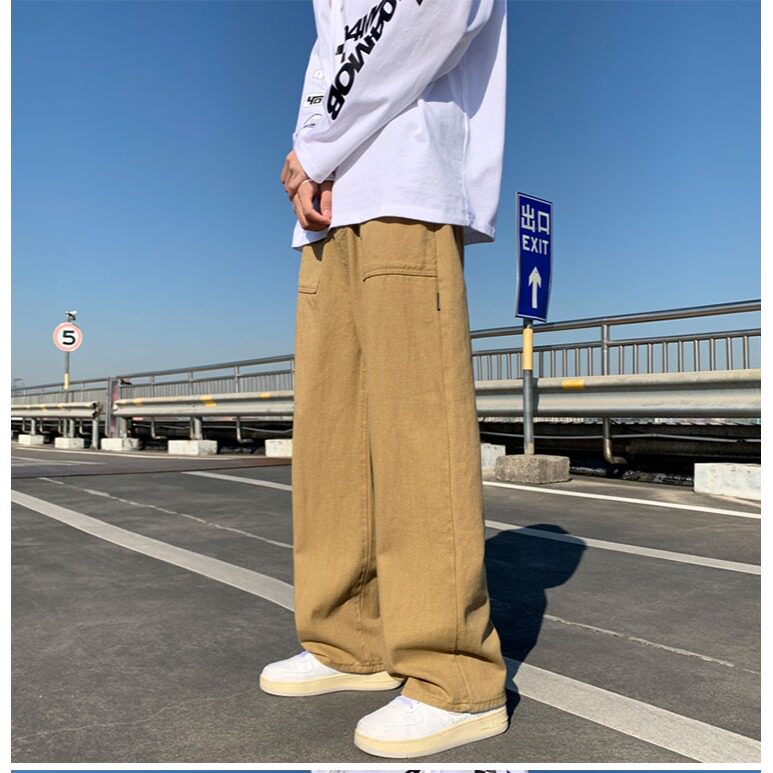 秋季直筒裤男宽松阔腿潮牌秋冬款潮流个性加绒工装休闲裤子男生,男装工装外套,星座506A