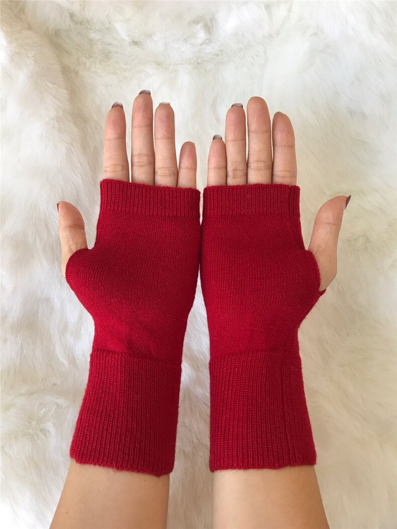 2025时尚百搭通勤简约休闲男女露指羊毛手套，手套，暖星羊绒