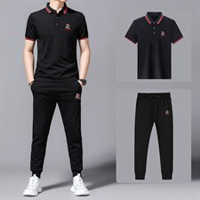2023年夏款潮流休闲时尚男士短袖运动套装P145，男装休闲套装，电商D223-1