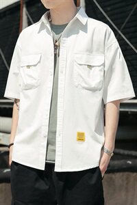 100%棉 2021夏装新款印花款短袖衬衫男款中袖五分袖衬衣CS032图片