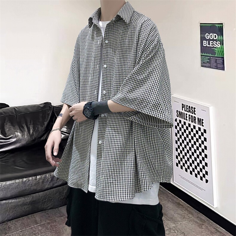 港风经典格子宽松男士衬衫 A125-C03-P35图片