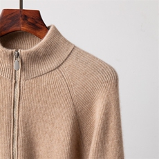 2025年秋季新款百搭元宝针加厚拉链开衫，男装羊绒套衫，台绒羊绒