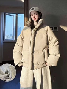 （帆皮布）冬季立体纹理感休闲简约百搭立领加厚棉服图片