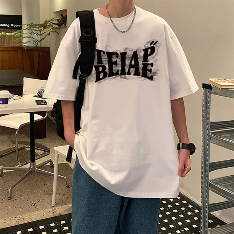 T663P26夏季新款美式纯棉短袖T恤ins衣服宽松半袖体恤字母印花,男装T恤,星座304A