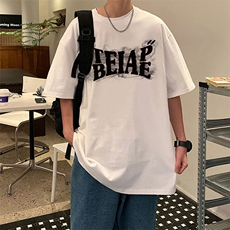 T663P26夏季新款美式纯棉短袖T恤ins衣服宽松半袖体恤字母印花，男装T恤，星座304A