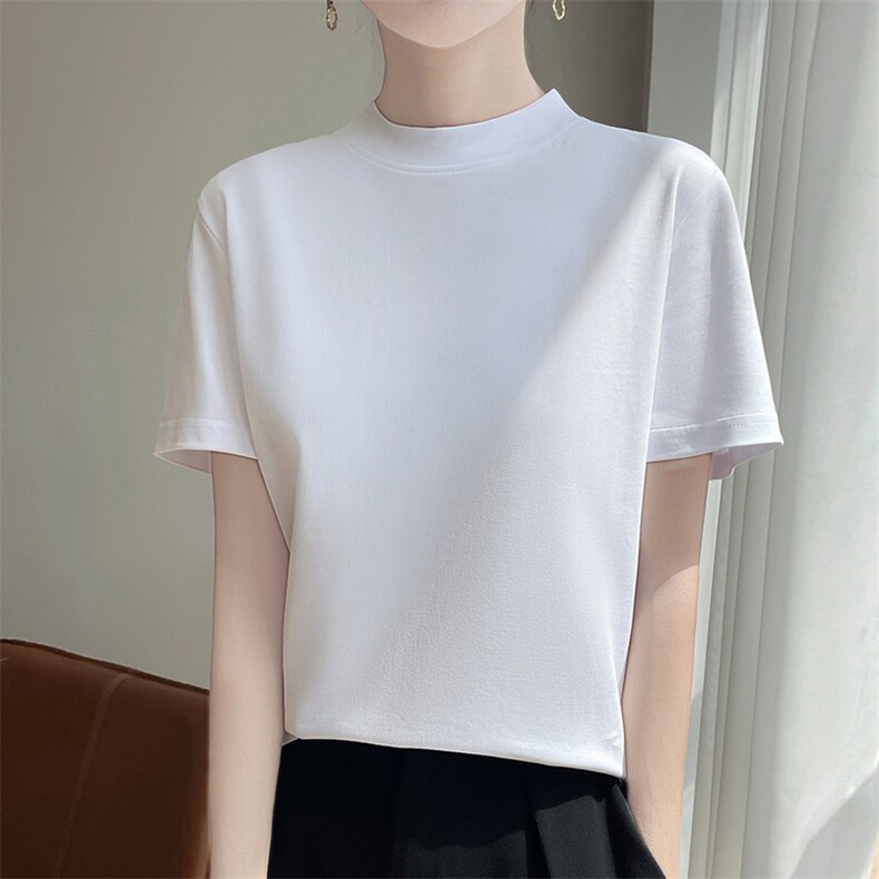 2025小半高领短袖时尚简约百搭，女装针织衫/毛衣，长今羊