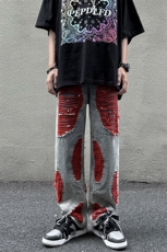 B221个性男女美式ins高街小众破洞牛仔裤子LK22039-P65控88，男装牛仔裤，电商B221