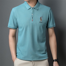 品牌男装丝光棉纯色短袖T恤翻领POLO衫刺绣体恤商务休闲夏季男P55，男装T恤，钱塘6003A(原)4033A