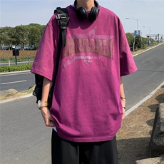 潮做旧渐变短袖t恤男夏季宽松oversize高街情侣上衣ST117-P32，男装T恤，星座412