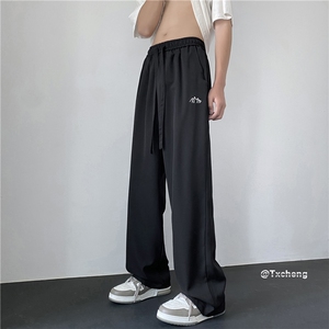 抖音品质宽松休闲裤夏季冰丝纯色长裤B315-K23372-p40控58图片