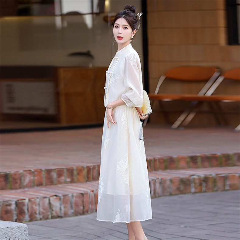 【现货】绣花连衣裙两件套2024夏季新款气质优雅裙子,女装连衣裙,C位