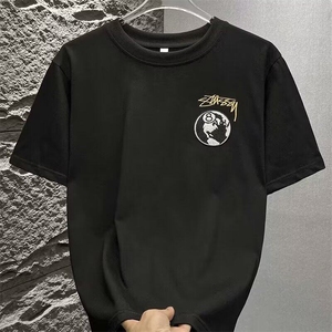 黑8短袖cleanfit美式圆领vibe嘻哈纯棉T恤男女款潮601-1-T7044图片