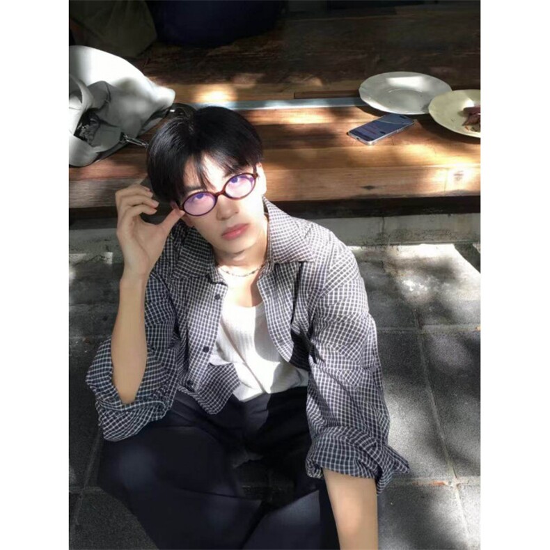 档口现货~纯棉男女夏季蓝色格子长袖防晒衬衫外套C2503特批37,男装防晒衣,星座1411A-6