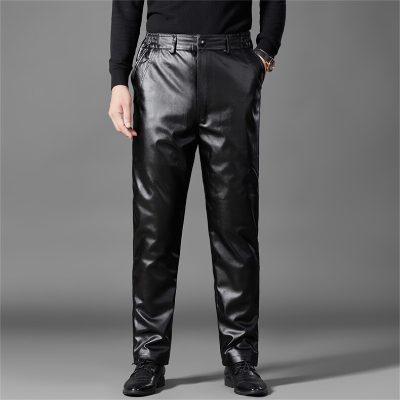 皮裤男款加绒加厚冬季防风男士代驾保暖摩托车骑行工作护膝裤子棉，男装皮裤，电商B212（原钱塘6029）