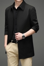YY-A8313男士2023年秋季新款长袖外套休闲翻领青年中长款风衣P186，男装风衣，电商B360