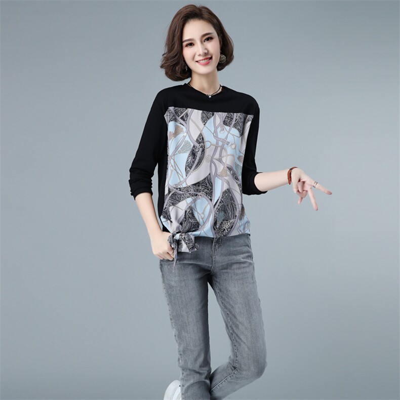 长袖卫衣女宽松套头设计感印花2021新款早秋纯棉韩版蝴蝶结打底衫,女装卫衣/绒衫,伊满意