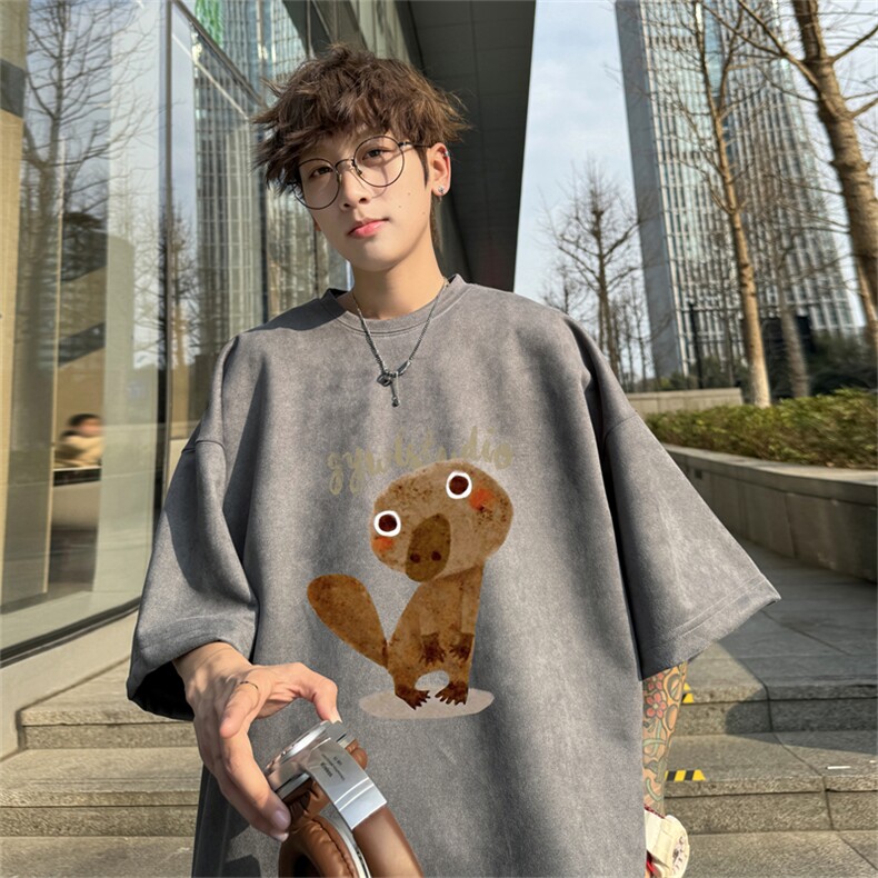 2024夏季新款麂皮绒圆领短袖T恤RT441-特P19控38,男装T恤,电商B370