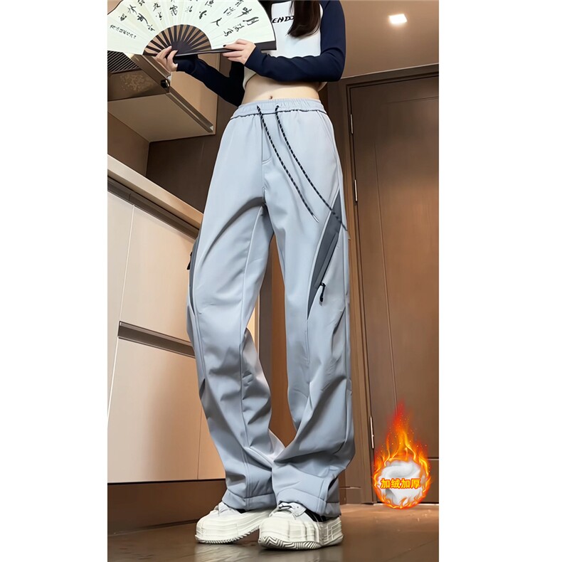 加绒加厚防水冲锋裤女拼色拉链休闲工装裤A337-S120特P45控78,女装休闲裤,电商A337