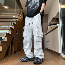 2026小众扎染脏脏休闲裤男宽松直筒垂感长裤24XK66790-特批40，男装休闲裤，电商A042