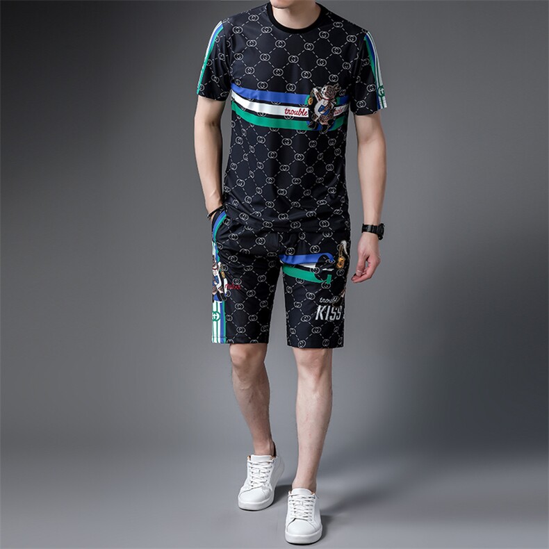 JG22-16男士2023年春夏季新款运动套装短袖短裤T恤卫裤二件套P125,男装休闲套装,电商B360