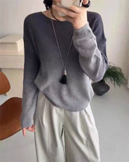 2025年秋季时尚百搭通勤简约休闲渐变色套头，女装针织衫/毛衣，暖烁特种纱工厂店