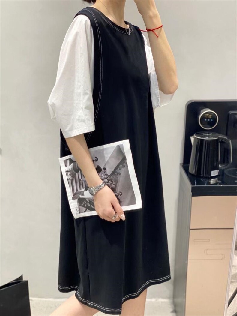 拼接针织连衣裙，女装连衣裙，日の谷