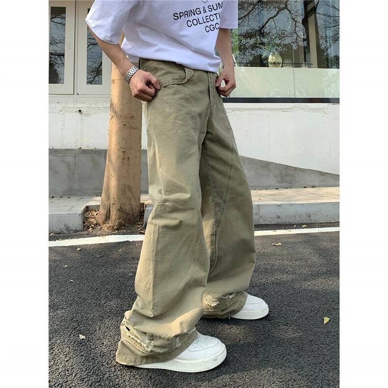 DN802-P65新款美式潮牌复古破洞水洗工装裤男百搭牛仔裤-网图现货，男装牛仔裤，星座603-2