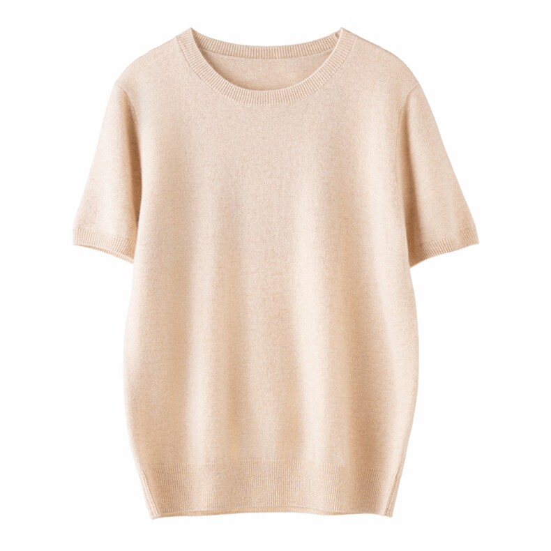 2025年秋季新款圆领针织半袖休闲通勤舒适，女装羊绒衫，濮尚羊绒