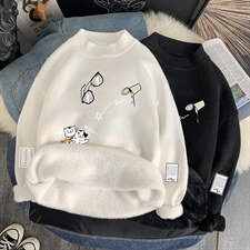 M18115-P45加绒款-P65半高领毛衣男士大码针织衫男毛线衣男，男装针织衫/毛衣，电商A040