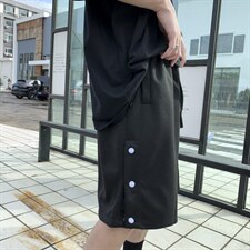 男生夏季薄款短裤外穿侧排扣五分裤港风直筒休闲运动裤DK983-p27图片