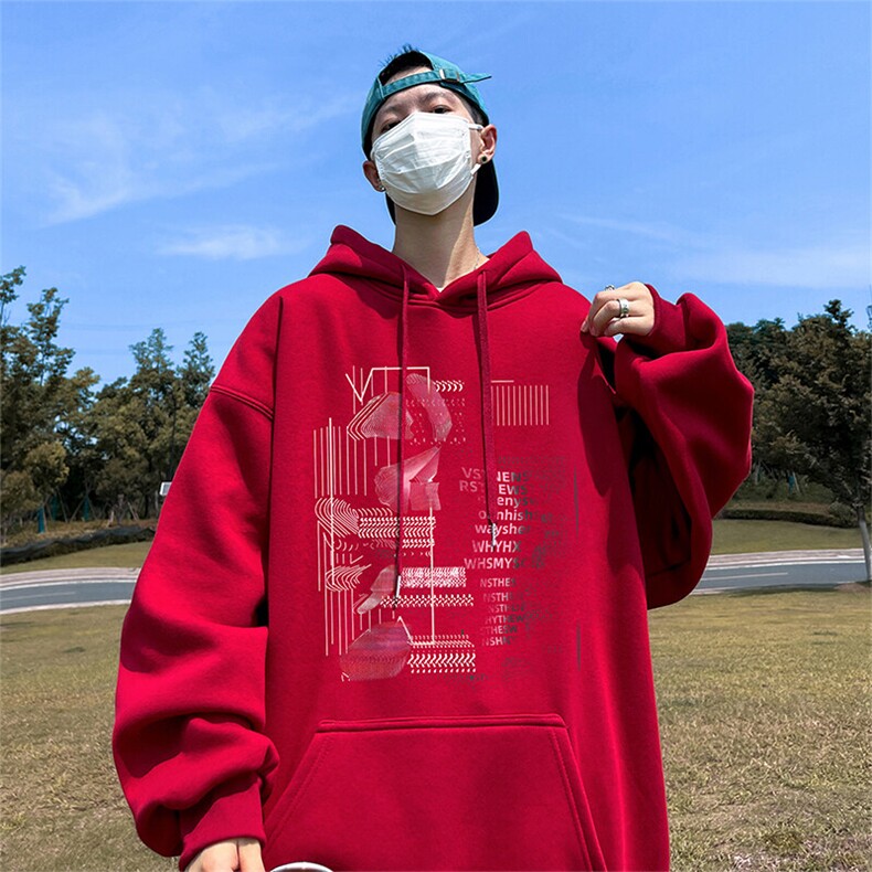 抖音得物供货可提供视频春装重磅美式宽松连帽卫衣DL2401,男装卫衣,电商A486-1