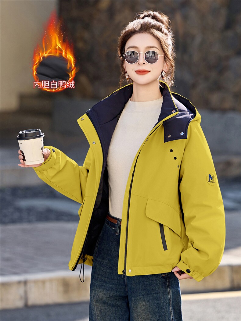 现货！现货！2025冬季新款冲锋衣羽绒服保暖加厚白鸭绒外套,女装羽绒服,以桐