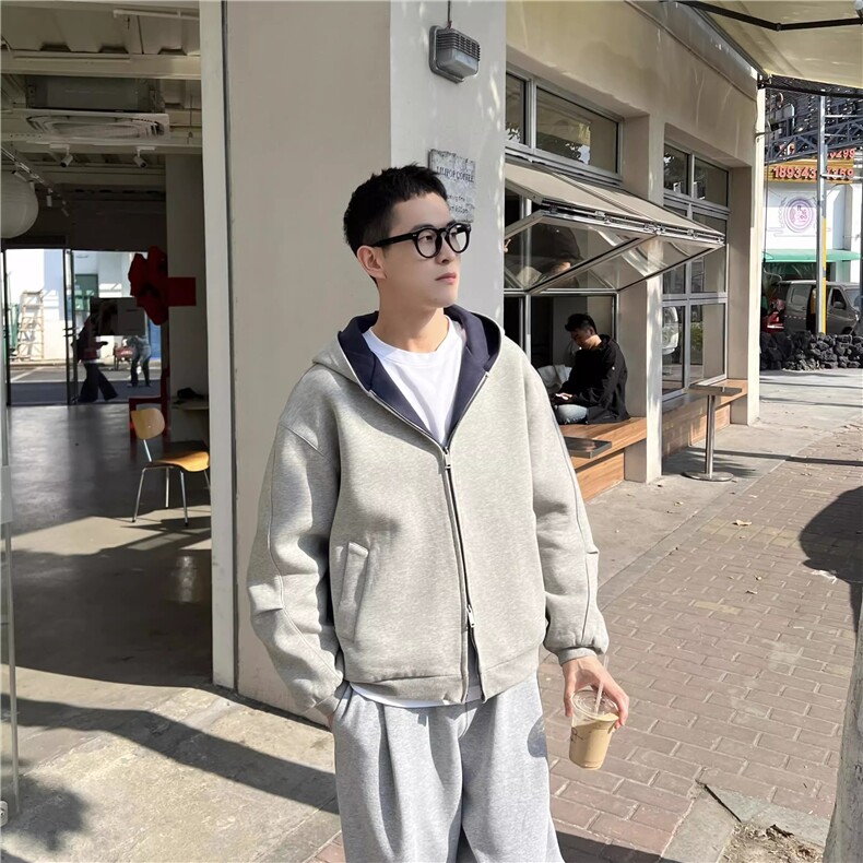 1506A/GF330/P56情侣连帽衫高街撞色休闲外套,女装短外套,星座1506A