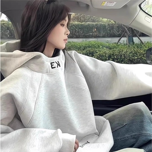 高领连帽卫衣男女秋冬拼接刺绣外套硬挺内搭套头WYM34 P45 -48图片