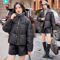 【bao款大货已出】2025冬装新款拉链拼接毛线领羽绒服90%白鸭绒，女装羽绒服，雅静靓衣