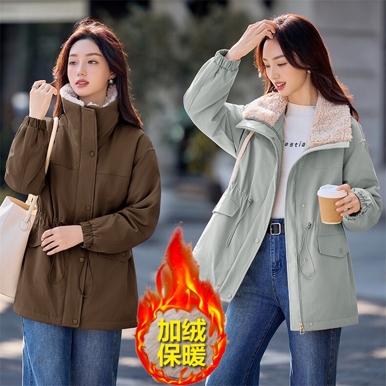 现货秒发2025冬装新款韩版休闲加厚保暖大翻领派克服棉衣棉服外套,女装派克服,星宇服饰