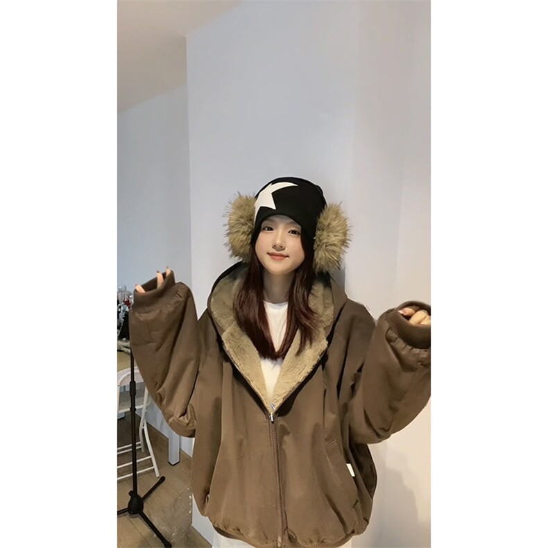 两面穿现货重磅短款座山雕棉衣男女双面穿毛毛绒棉服加厚外套,男装棉衣,电商A486-1