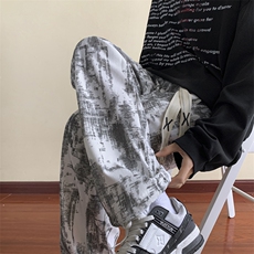 现货库存10W+YK86021-TP25加绒P30抖音扎染灯芯绒卫裤秋，男装休闲裤，电商A086-1
