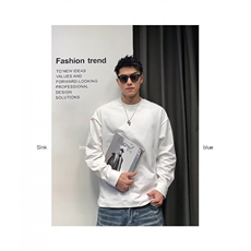 开衩纽扣袖口卫衣宽松内搭男上衣服设计感长袖圆领t恤LT1133-P35，男装T恤，星座1008