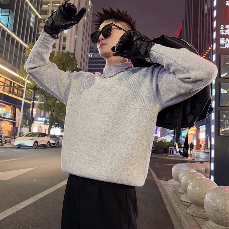 AM336/P98控138冬季社会小伙休闲百搭保暖韩版打底毛衣男浅灰首，男装T恤，星座305B-1