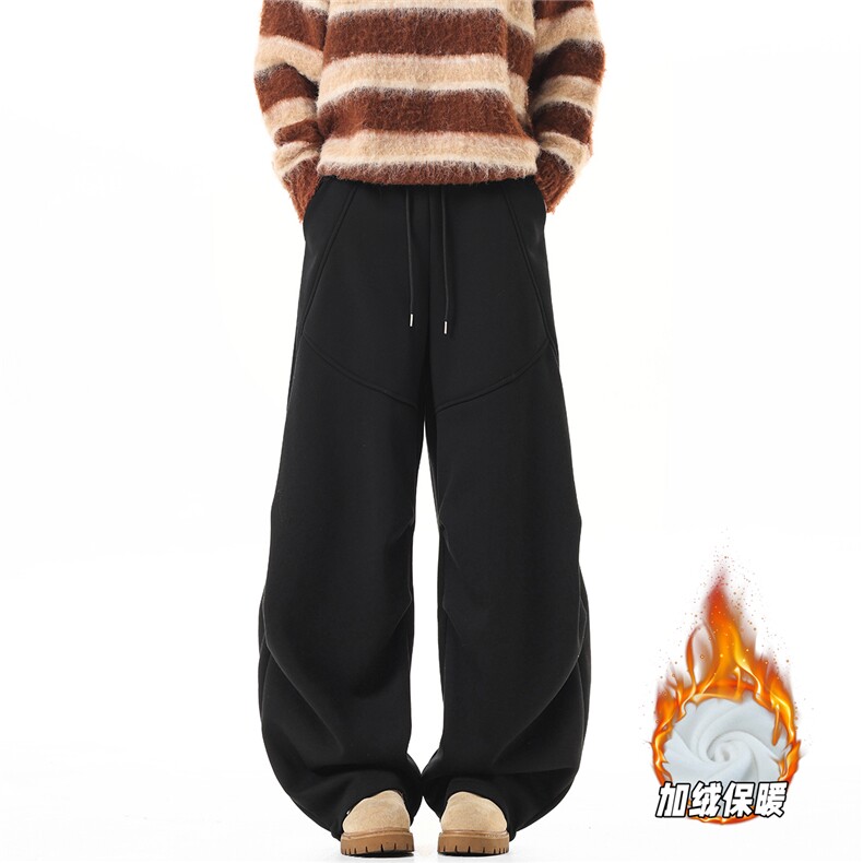 YK358特P42加绒48无影墙寒冬加绒加厚褶皱弯刀卫裤休闲运动裤，男装休闲裤，电商A249