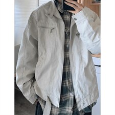 26春装高品质老钱风立领夹克外套男女美式潮牌拉链工装风宽松上衣，男装夹克，电商A486